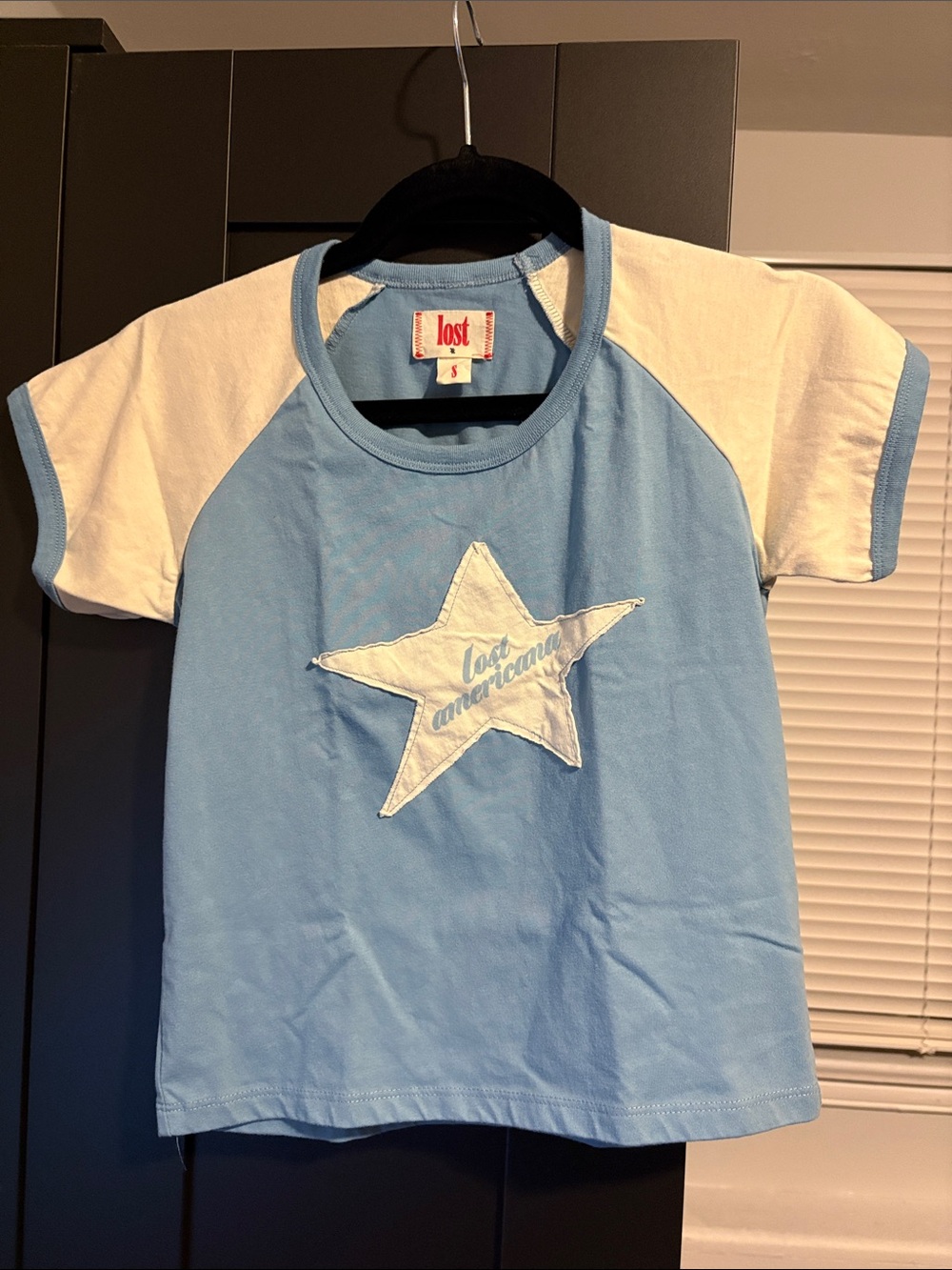 MGK Lost Americana Blue Tee with White Sleeves